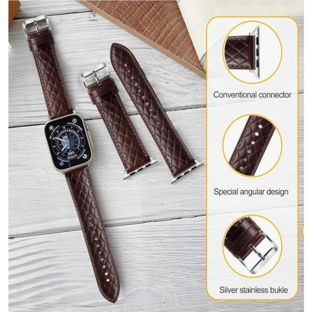 Leather Band for Apple Watch Series 44/45/46/49mm/42(Series 3 2 1 )